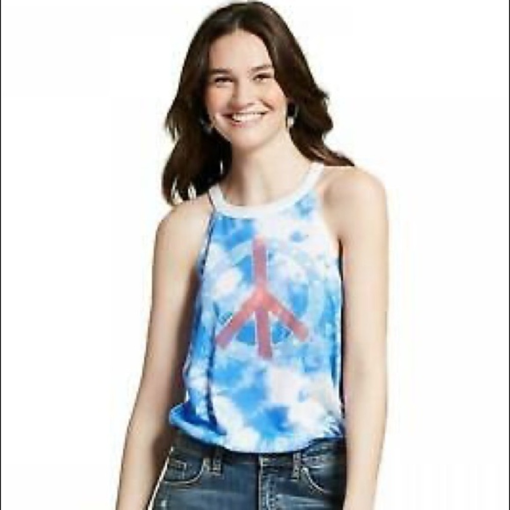 4th of July Tie Dye Modern Lux Tank Top Peace Sign